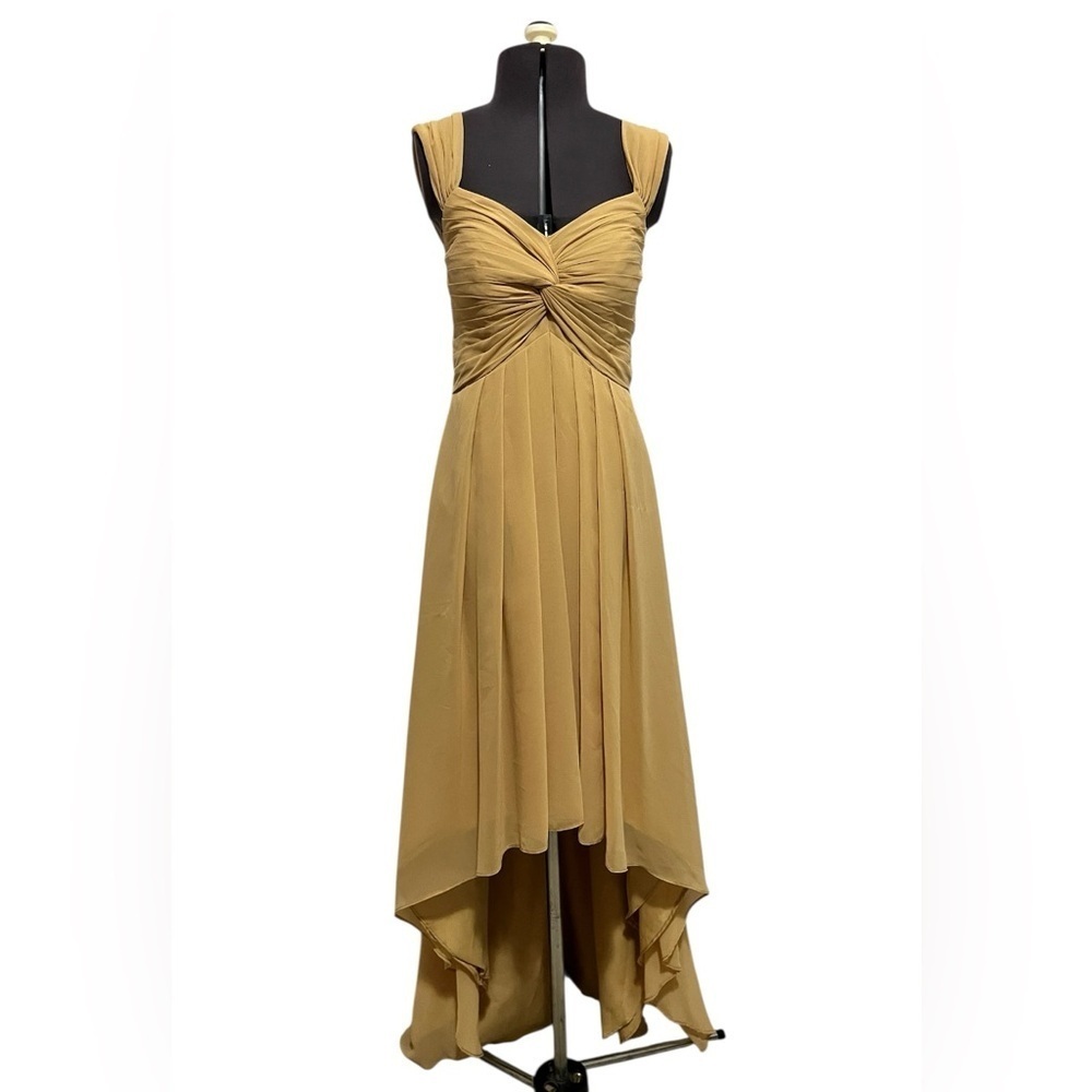 Azazie Mustard High-Low Chiffon Dress